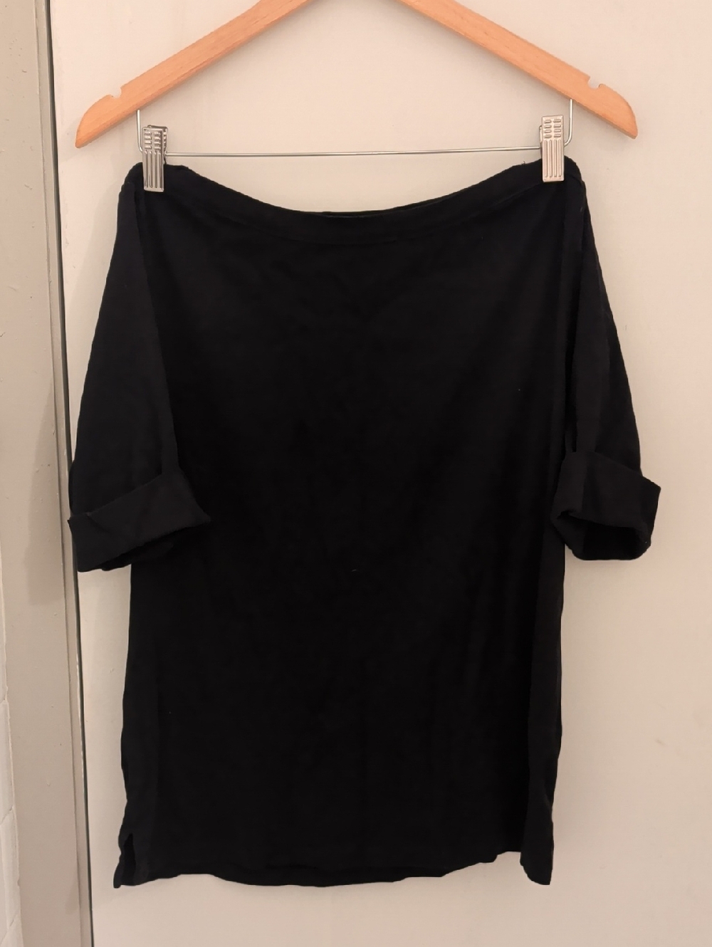 Karen Scott Black Cotton Top with Navy Label